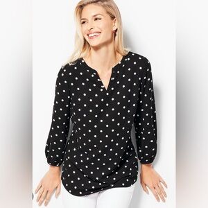 Talbots Crepe Black and White Polka Sot Blouse